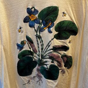 Yellow T-Shirt with Botanical Print